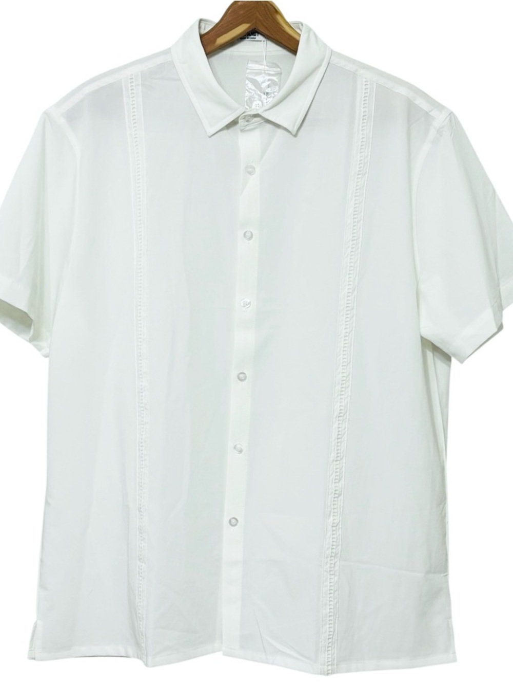 NWT Coofandy Cuban Guayabera Shirt Mens Large White Short Sleeve Button Up - Picture 6 of 13